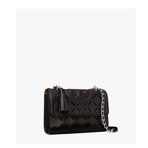Tory Burch Black Crossbody Bag with Silver Chain
